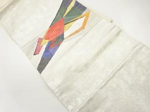 リサイクル　引箔幾何学模様名古屋帯